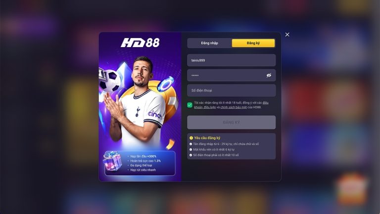 Quy trình đăng ký tài khoản HD88 nhanh chóng, minh bạch